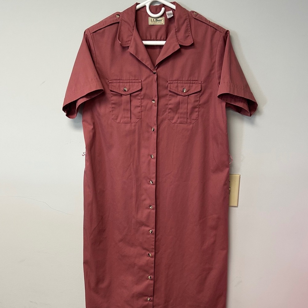 Vintage L.L. Bean Safari Dress Women Size 14 Made In USA (NO BELT) Utility